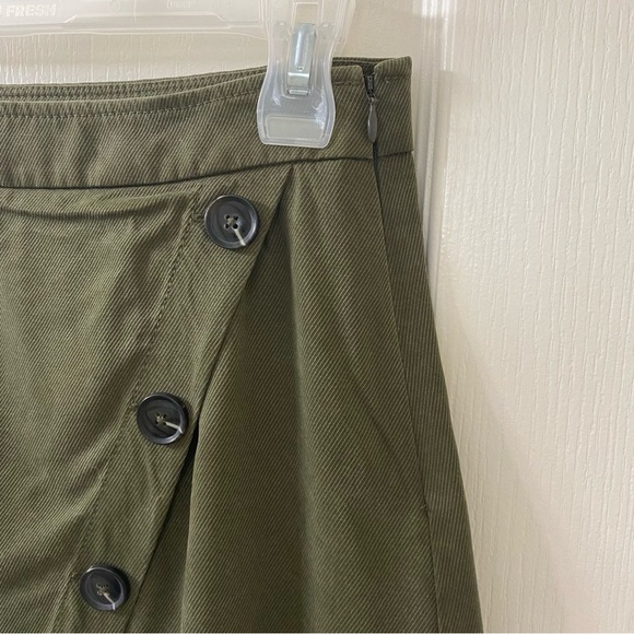 Banana Republic Olive Mini Skirt Asymetrical Button Front Women's 0 - Picture 6 of 12